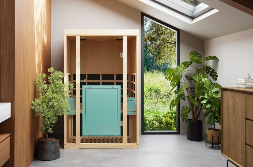 Modern home infrared sauna with ultra-low EMF heaters, ideal for health-conscious Australians.
