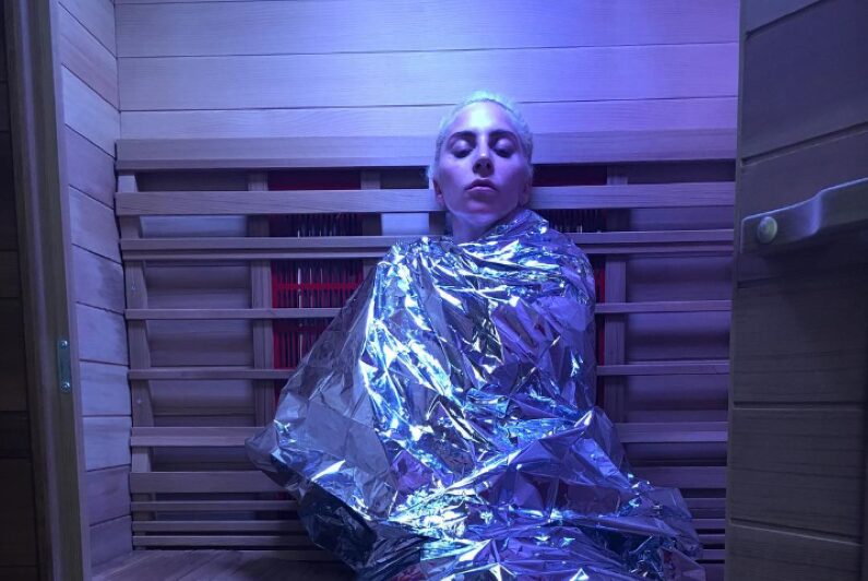 Lady Gaga enjoying a home infrared sauna session for her back pain