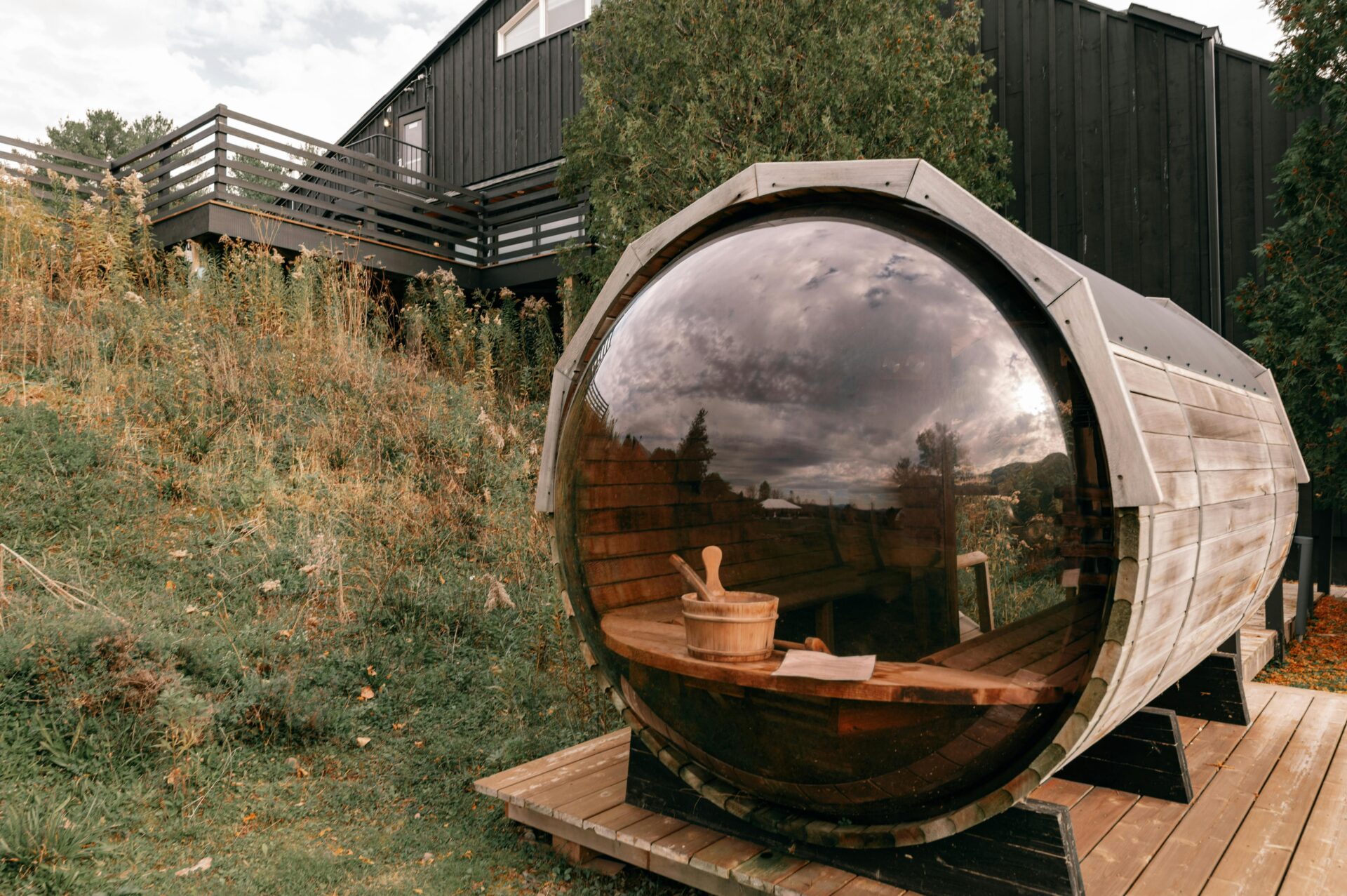 Modern outdoor infrared saunas showing the benefits of building an outdoor sauna space