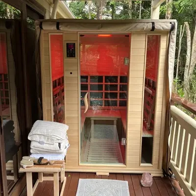 Weatherproofed outdoor infrared sauna
